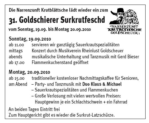 Sauerkrautfest Goldscheuer